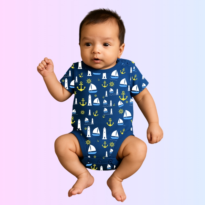 Storm Blue Rompers - Nautical Design