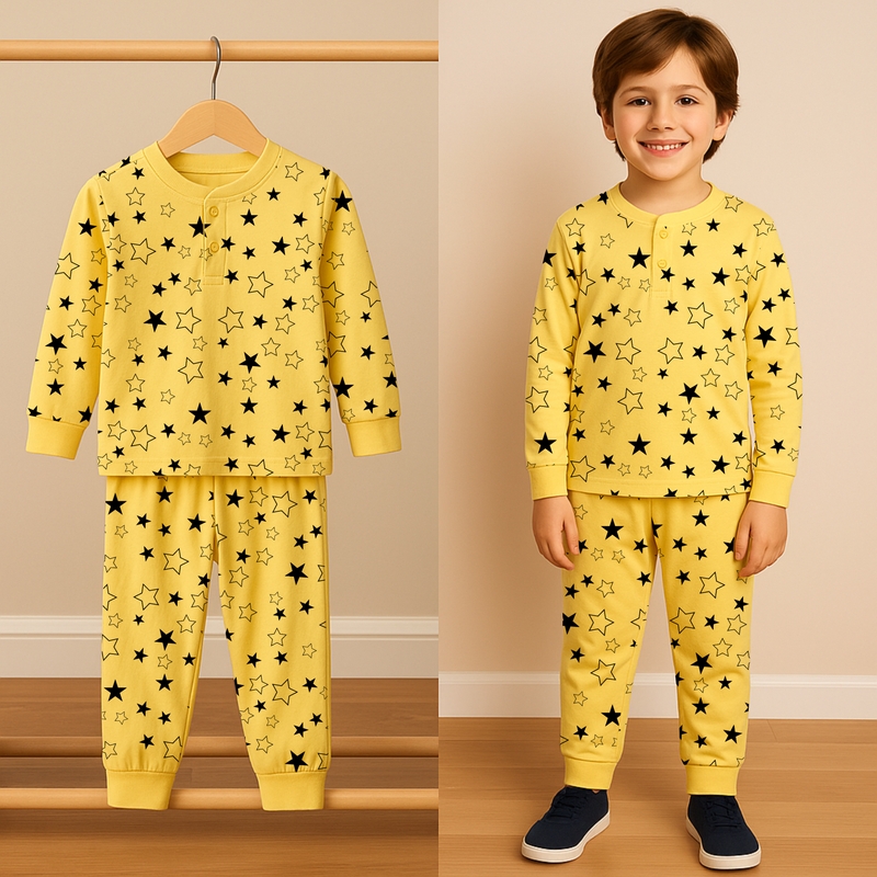 Yellow Pajama Set - Star Design