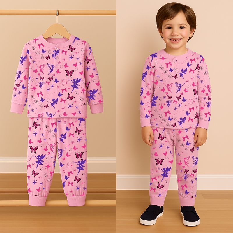 Soft Pink Pajama Set - Fairy Tale Design