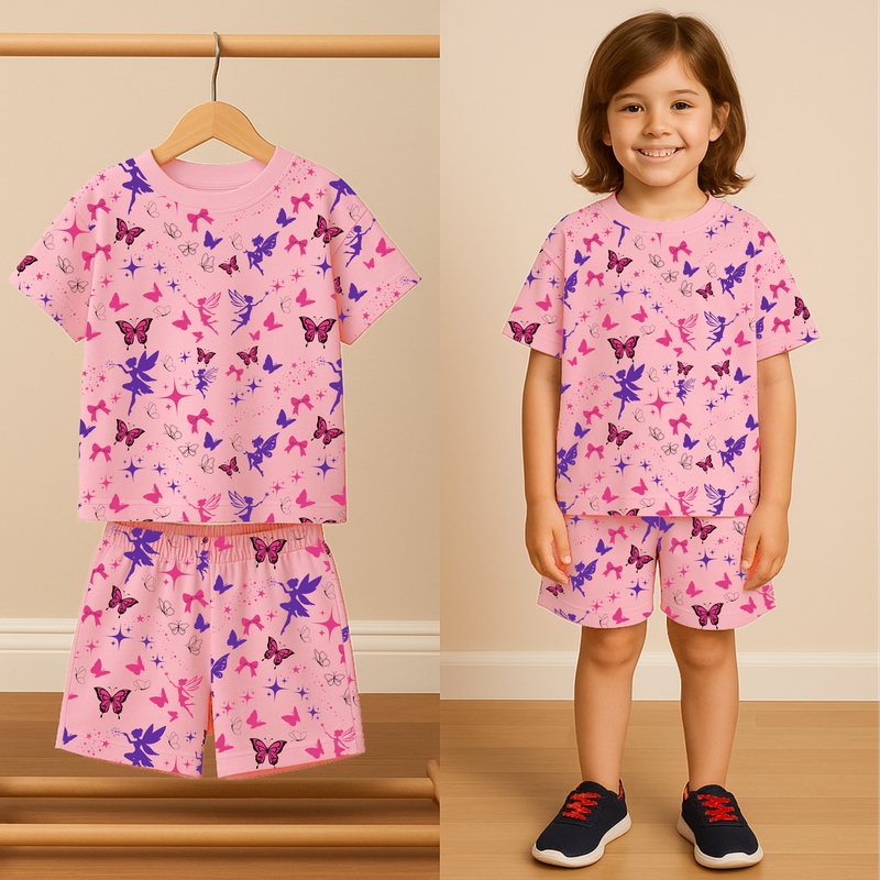 Pink Co-ord Sets - Butterfly Garden Design (Oversized)