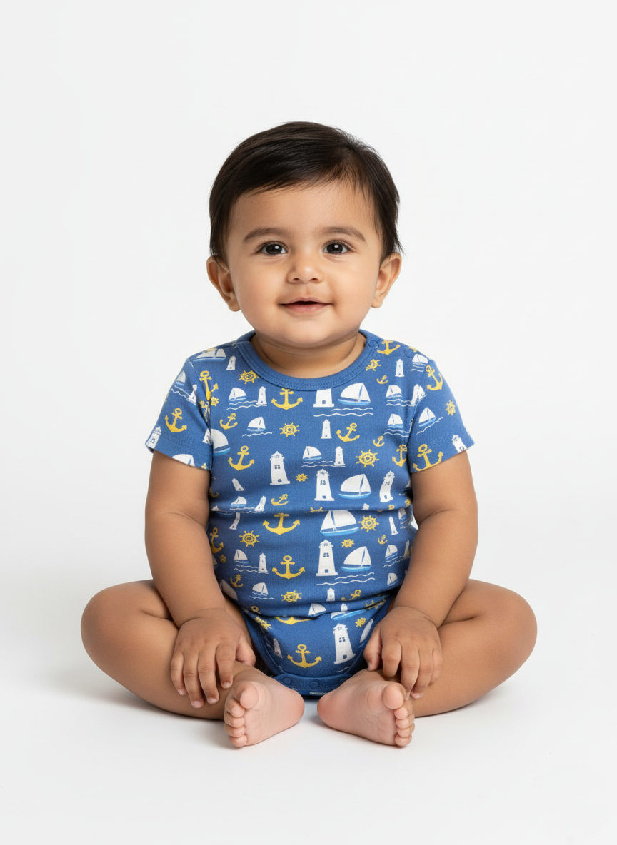 Storm Blue Rompers - Nautical Design