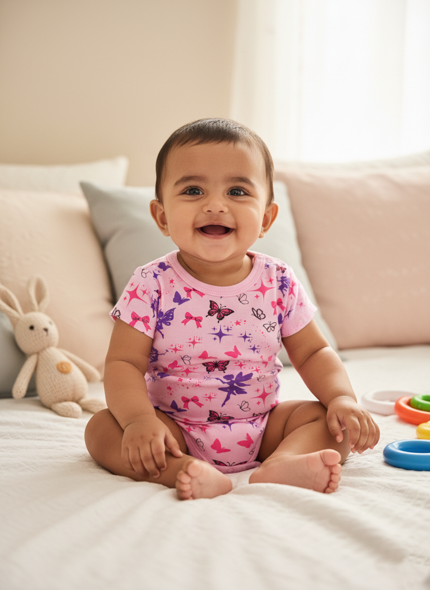 Soft Pink Rompers - Fairy Tale Design