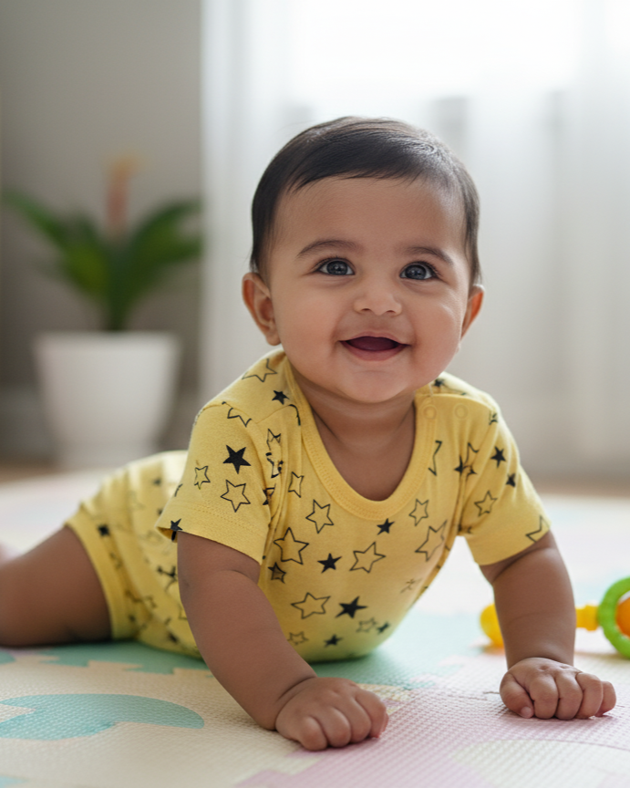 Yellow Rompers - Star Design