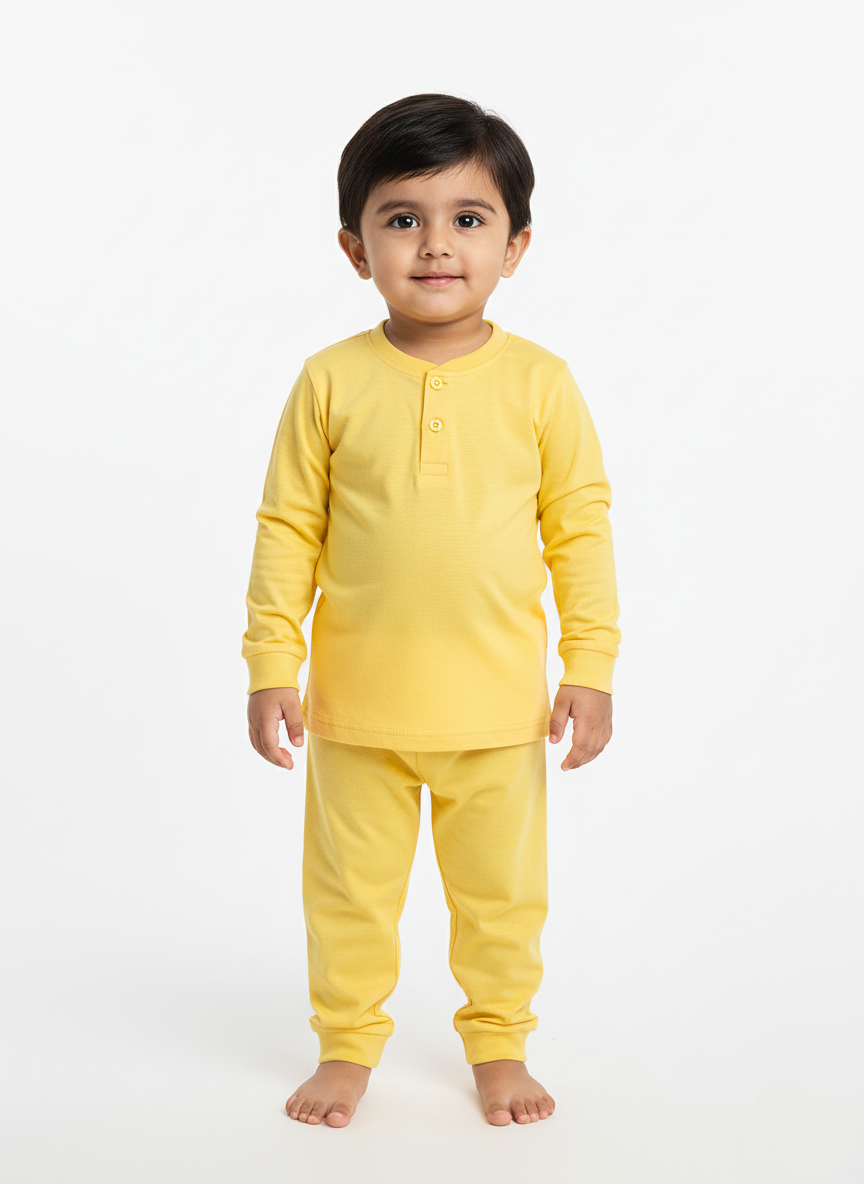 Attire Kids – Yellow Plain Night Suit