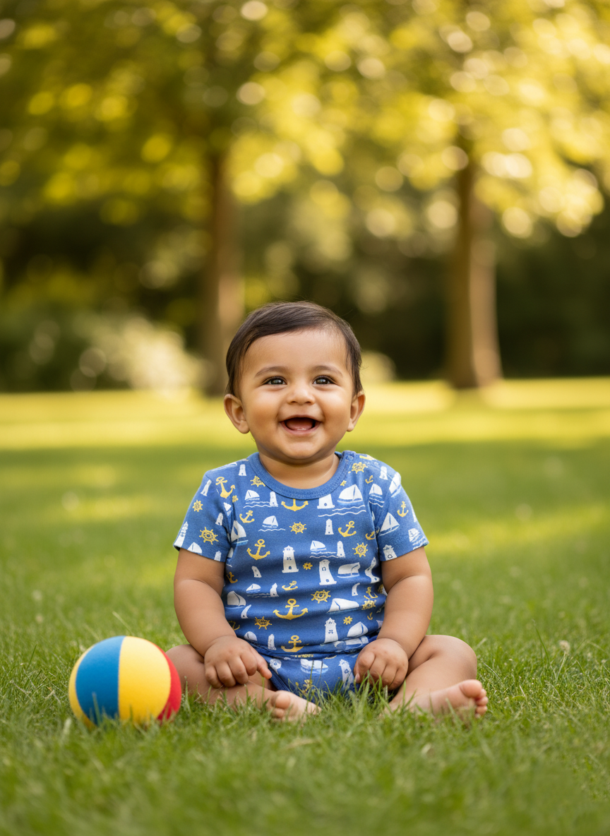 Storm Blue Rompers - Nautical Design