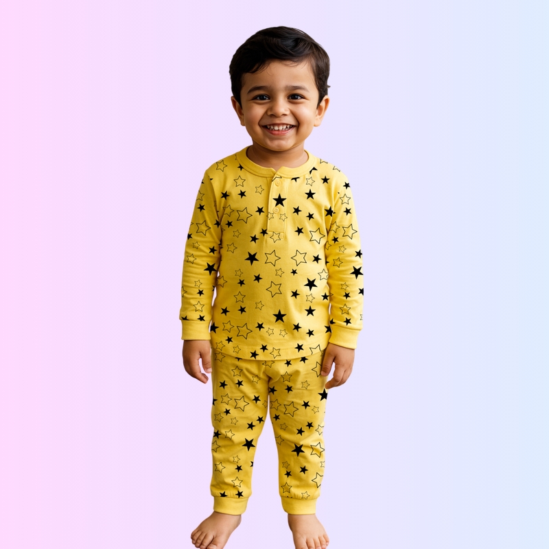 Yellow Pajama Set - Star Design