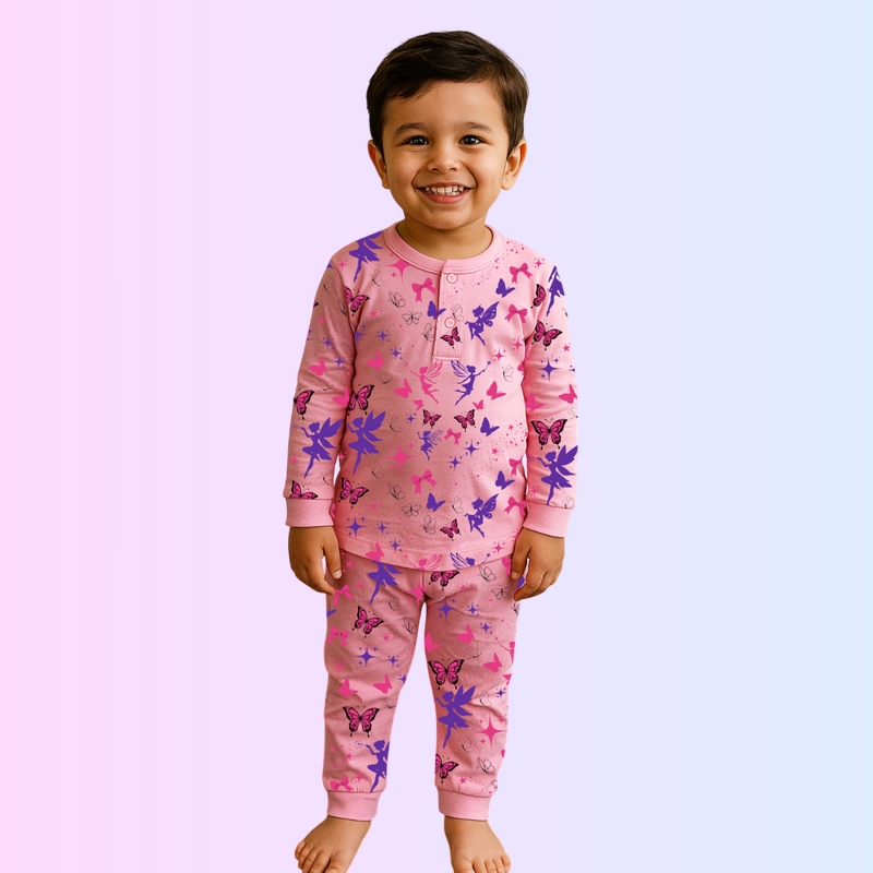 Soft Pink Pajama Set - Fairy Tale Design