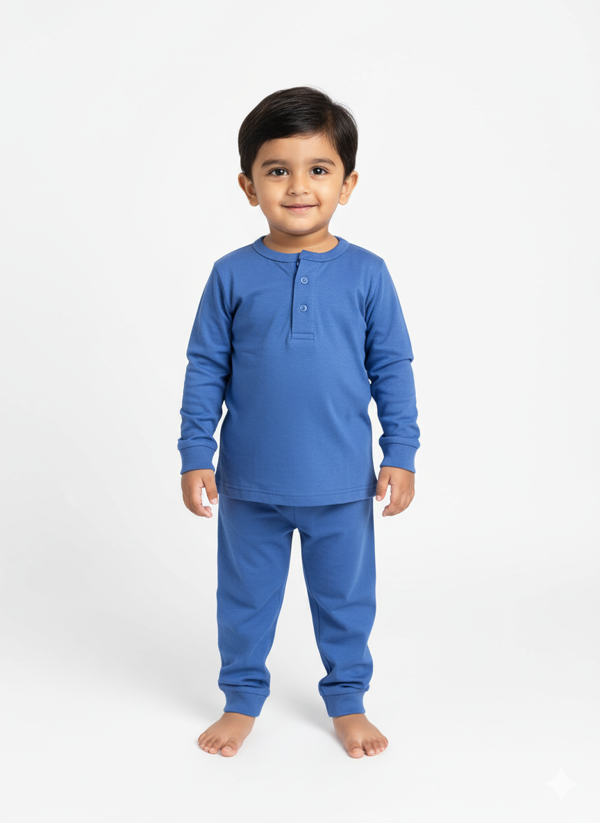 Attire Kids – Blue Plain Night Suit