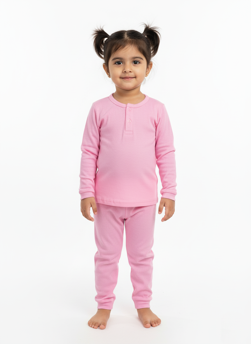 Attire Kids – Pink Plain Night Suit